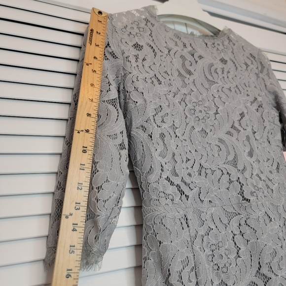 VICI Shift Dress Gray Cotton Lace Eyelet Embark In Style Women's Small High Neck - Picture 12 of 15